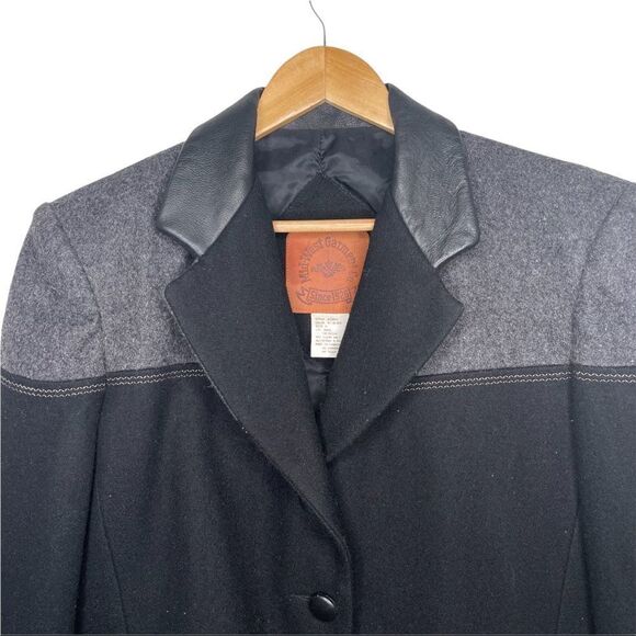 Vintage Mid-West Garment Co Women's Black, Grey Wool Leather Trim Western Blazer - Picture 5 of 8